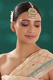 Gold Finish Kundan Polki Maangtikka
