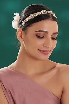 Gold Finish Kundan Polki Mathapatti