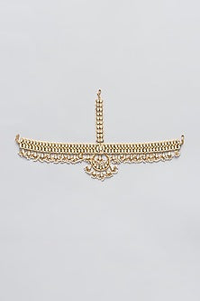 Gold Finish White Kundan Mathapatti