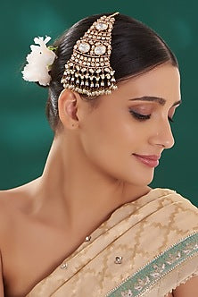 Gold Finish Red & Mint Kundan Pasa