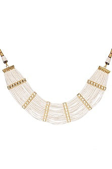 Gold Finish Kundan Polki & Pearl Choker Necklace