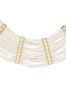 Gold Finish Kundan Polki & Pearl Choker Necklace