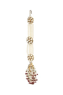 Gold Finish Kundan Polki & Pearl Maangtikka