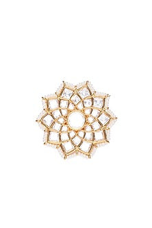 Gold Finish Kundan Polki Ring