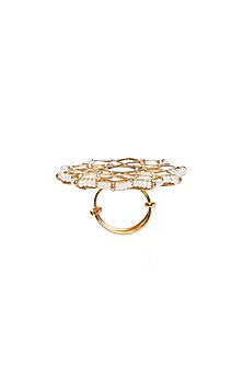 Gold Finish Kundan Polki Ring