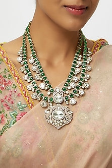 Gold Finish Kundan Polki Pendant Necklace