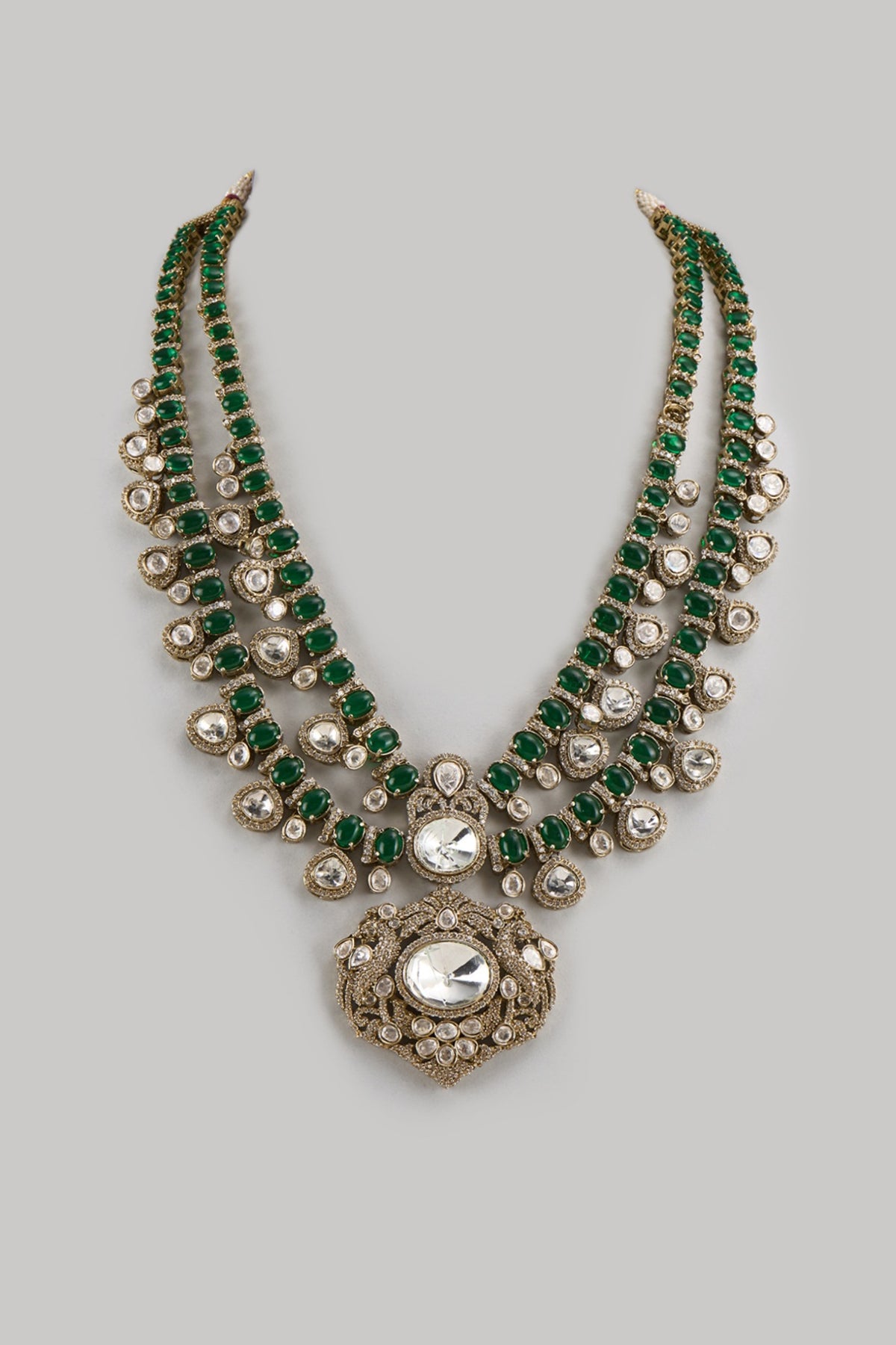 Gold Finish Kundan Polki Pendant Necklace