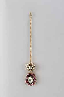 Gold Finish Kundan Polki Maangtikka