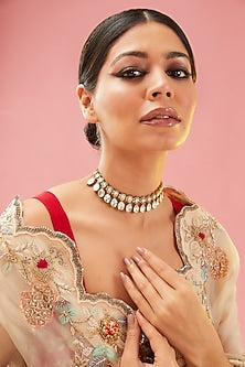Gold Finish Kundan Polki Choker Necklace