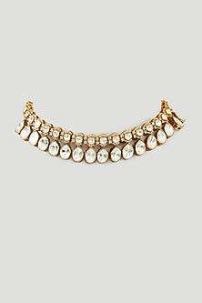 Gold Finish Kundan Polki Choker Necklace