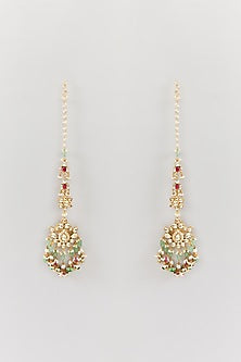 Gold Finish Kundan Polki & Multi-Colored Drop Dangler Earrings