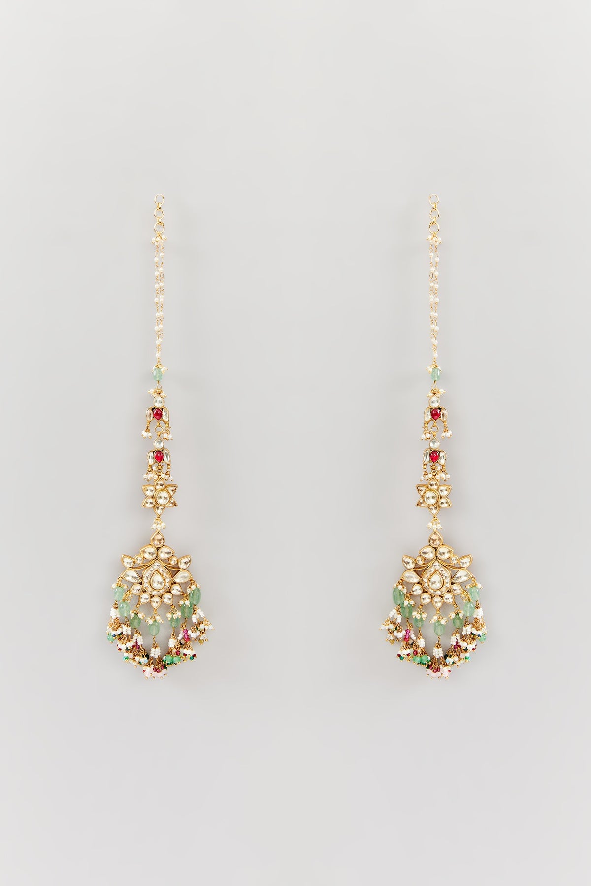 Gold Finish Kundan Polki & Multi-Colored Drop Dangler Earrings