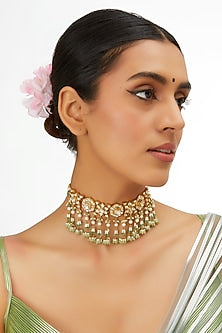 Gold Finish Kundan Polki Choker Necklace