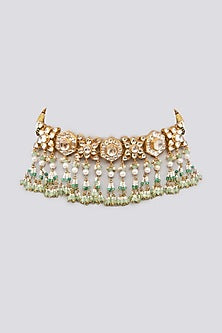 Gold Finish Kundan Polki Choker Necklace