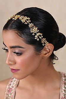 Gold Finish Kundan Polki Sarita Sheeshpatti