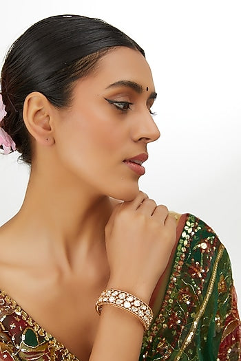 Gold Finish Kundan Polki Bangle