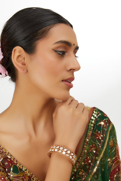Gold Finish Kundan Polki Bangle