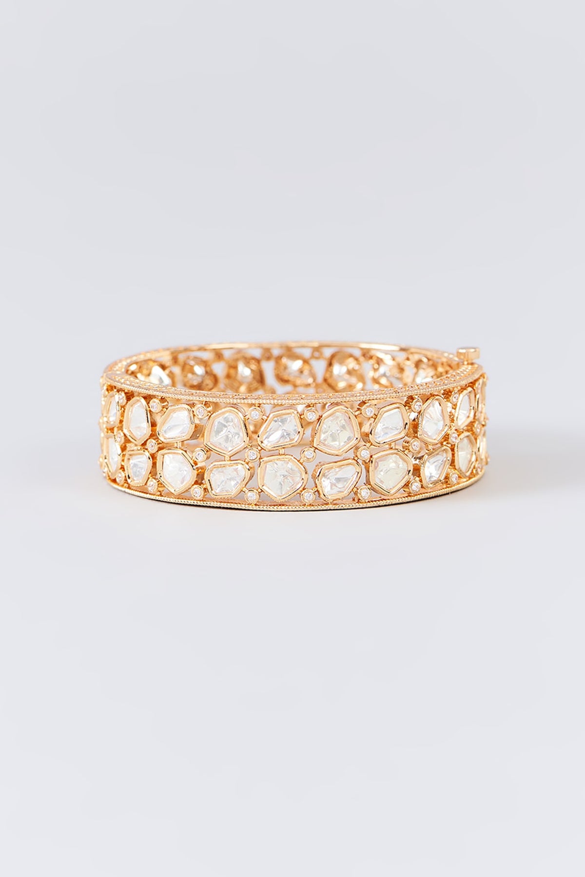 Gold Finish Kundan Polki Bangle