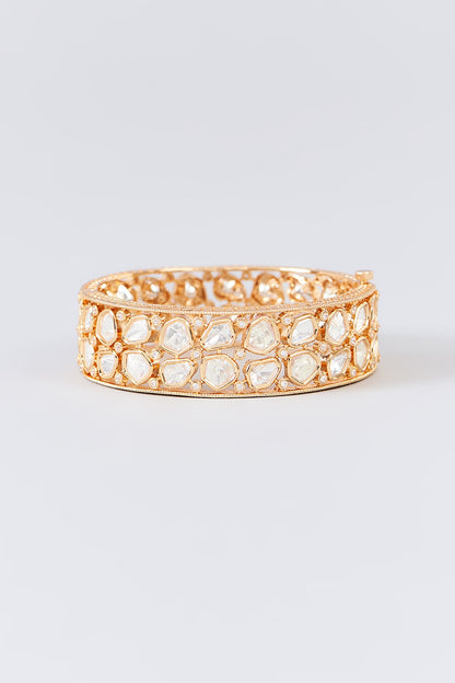 Gold Finish Kundan Polki Bangle