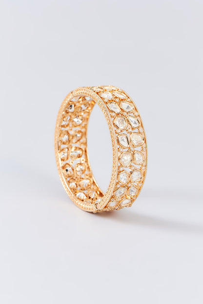Gold Finish Kundan Polki Bangle