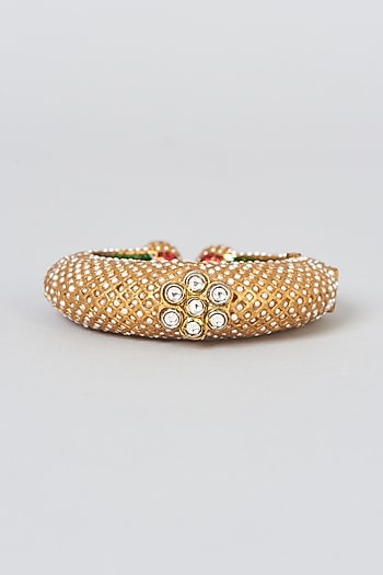 Gold Finish White Jadau Bangle