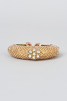 Gold Finish White Jadau Bangle