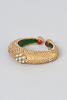 Gold Finish White Jadau Bangle