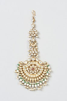 Gold Finish Kundan Polki Maang Tikka