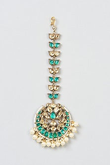 Gold Finish Emerald Maang Tikka