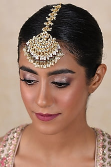 Gold Finish Kundan Polki Sarita Maangtikka