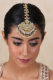 Gold Finish Kundan Polki Sarita Maangtikka