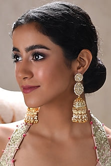 Gold Finish Kundan Polki Gautami Jhumka Earrings