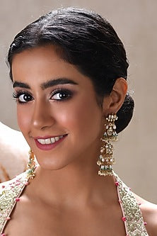 Gold Finish Kundan Polki Chitrali Dangler Earrings