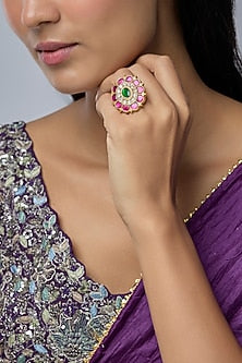 Gold Finish Ruby Stone Ring