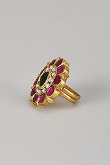 Gold Finish Ruby Stone Ring