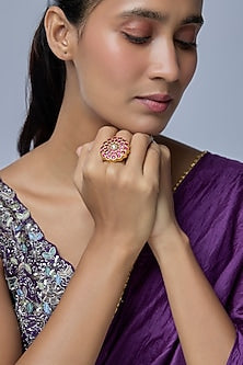 Gold Finish Ruby Stone Ring