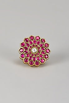 Gold Finish Ruby Stone Ring