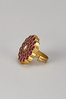 Gold Finish Ruby Stone Ring