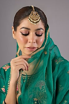 Antique Gold Finish Kundan Polki Maangtikka