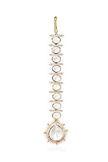 Gold Plated White Stone Maangtikka