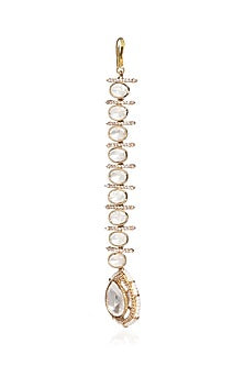 Gold Plated White Stone Maangtikka