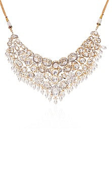 Gold Plated White Pearl Necklace Set