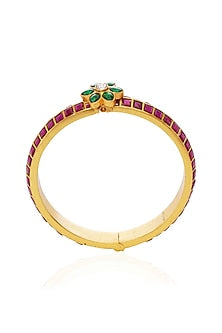 Gold Plated Red & Green Stone Bangles (Set Of 2)