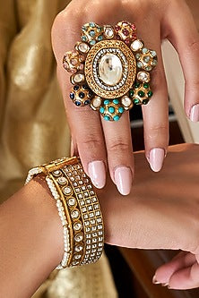 Gold Plated White Stone Bangle