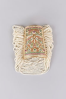 Antique Gold Finish Kundan Polki & Pearl Bangle
