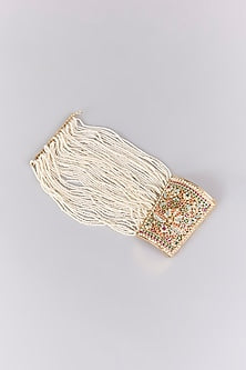 Antique Gold Finish Kundan Polki & Pearl Bangle