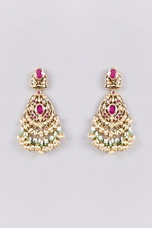 Antique Gold Finish Kundan Polki & Pearl Necklace Set