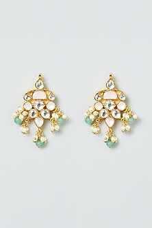 Gold Finish Green Kundan Necklace Set