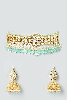 Gold Finish Kundan Polki Choker Necklace