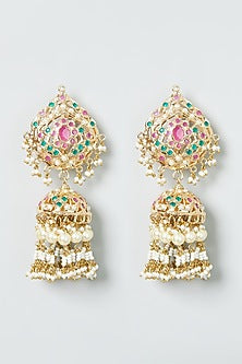 Gold Finish Jhumka Earrings